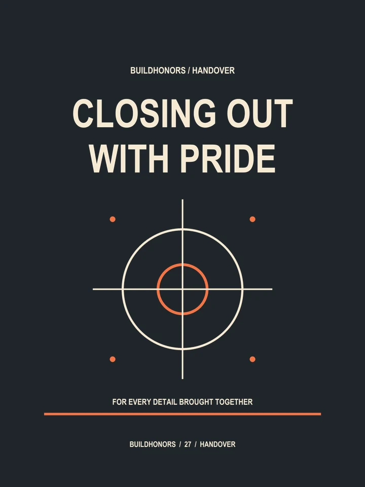 Closing Out With Pride artwork in light ink and orange on charcoal