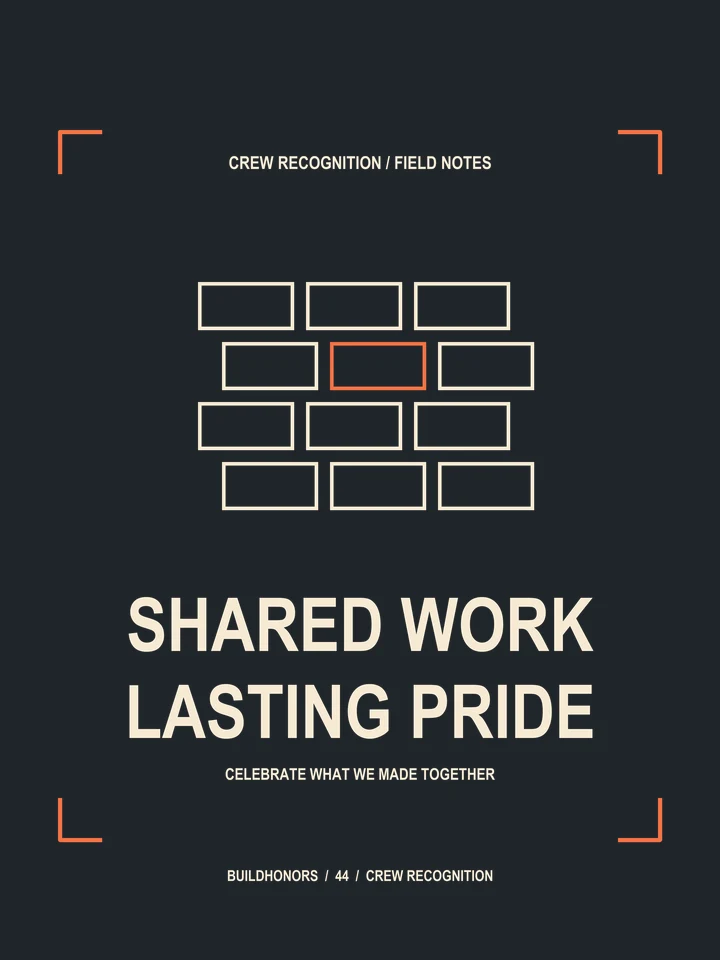 Shared Work Lasting Pride artwork in light ink and orange on charcoal