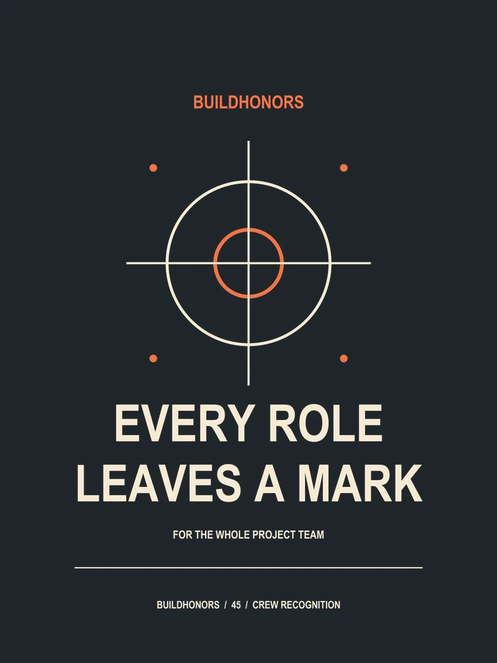 Every Role Leaves A Mark artwork in light ink and orange on charcoal