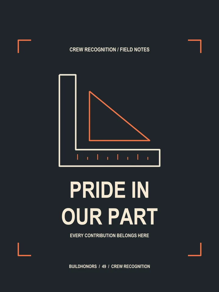 Pride In Our Part artwork in light ink and orange on charcoal