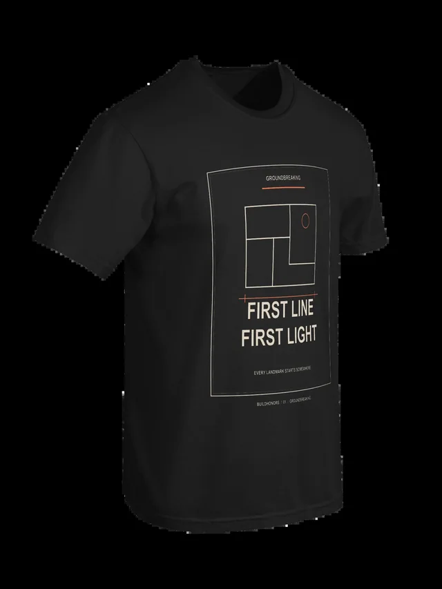 First Line First Light — Heavyweight Tee in black, supplier-generated front mockup