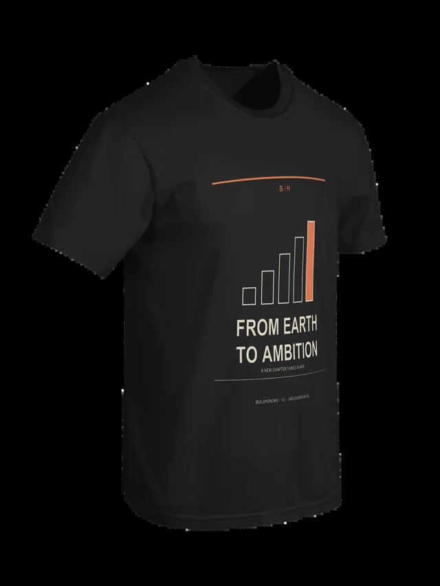 From Earth To Ambition — Heavyweight Tee in black, supplier-generated front mockup