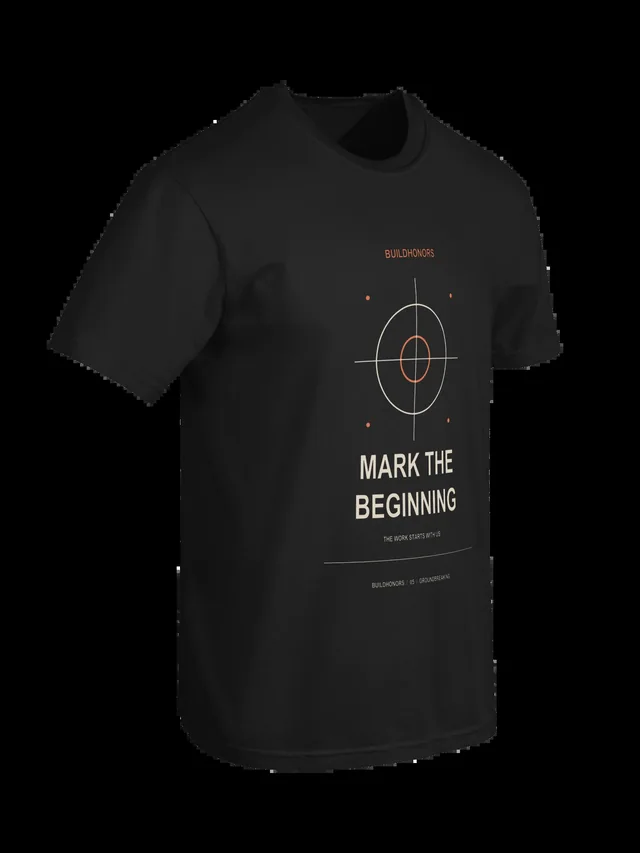 Mark The Beginning — Heavyweight Tee in black, supplier-generated front mockup