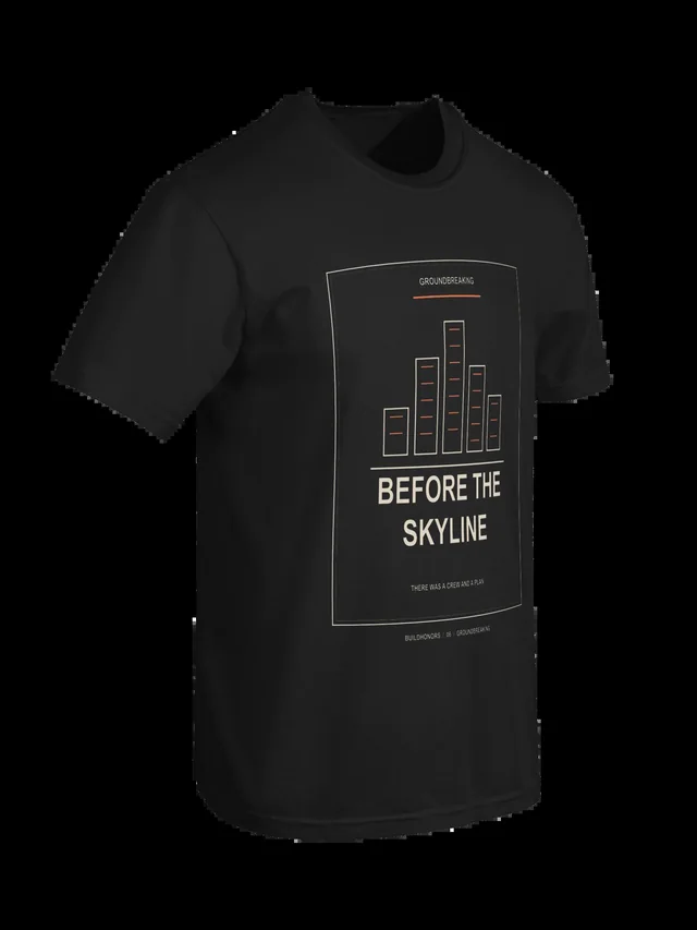 Before The Skyline — Heavyweight Tee in black, supplier-generated front mockup