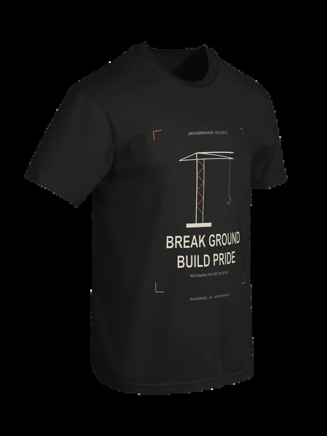 Break Ground Build Pride — Heavyweight Tee in black, supplier-generated front mockup