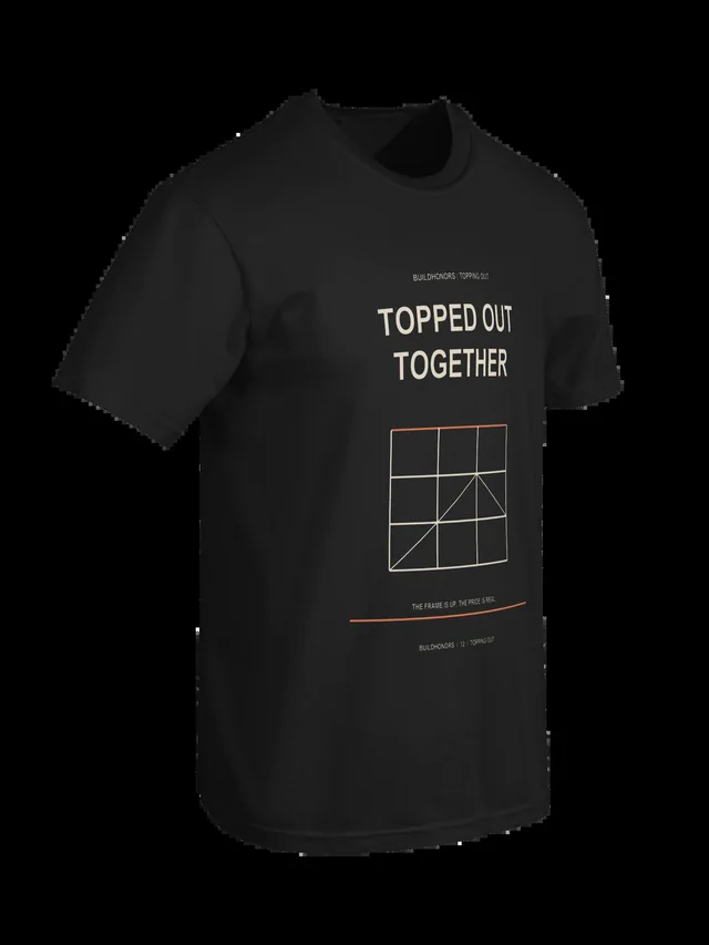Topped Out Together — Heavyweight Tee in black, supplier-generated front mockup