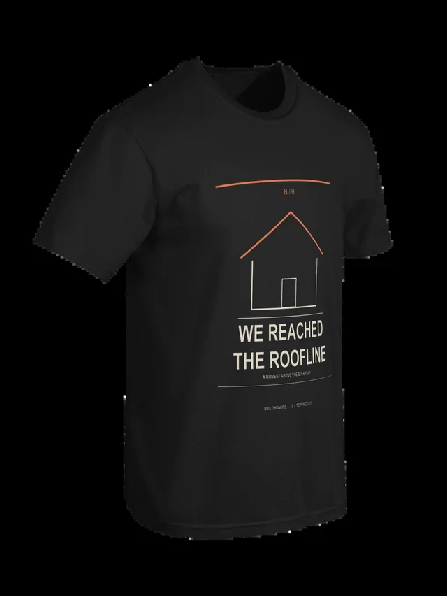 We Reached The Roofline — Heavyweight Tee in black, supplier-generated front mockup