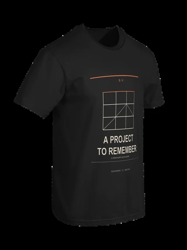 A Project To Remember — Heavyweight Tee in black, supplier-generated front mockup