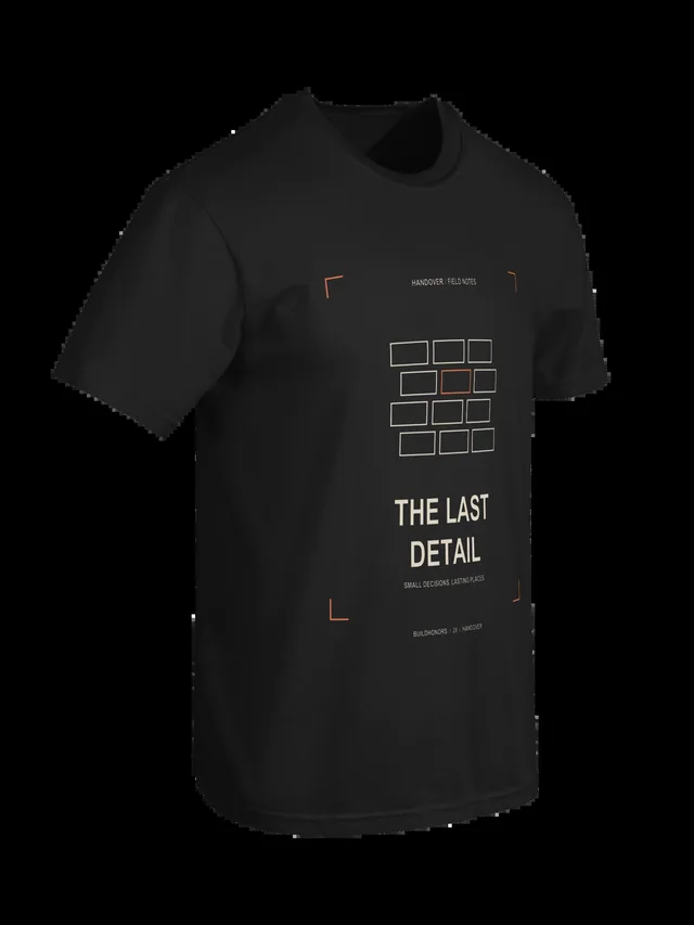 The Last Detail — Heavyweight Tee in black, supplier-generated front mockup