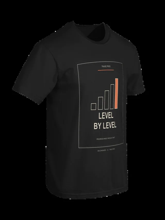 Level By Level — Heavyweight Tee in black, supplier-generated front mockup