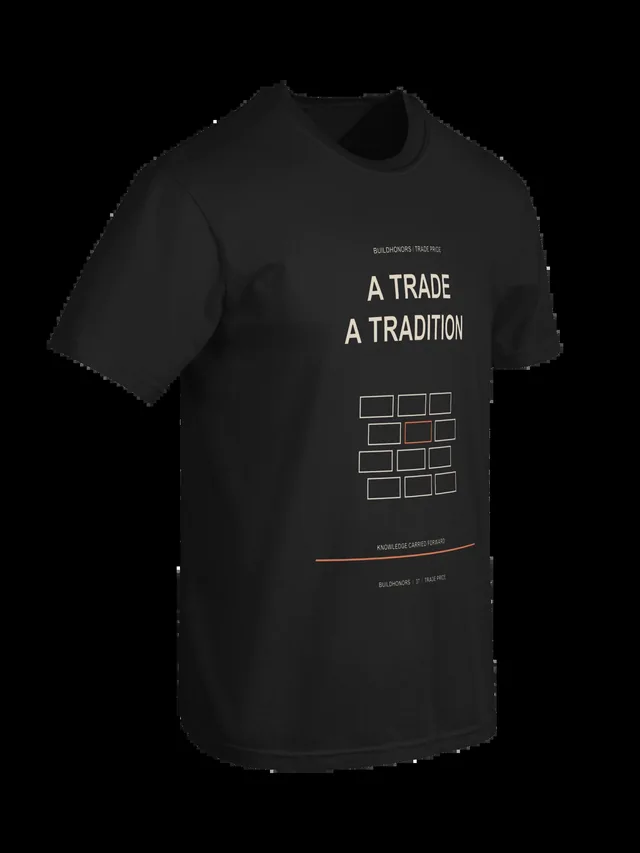 A Trade A Tradition — Heavyweight Tee in black, supplier-generated front mockup