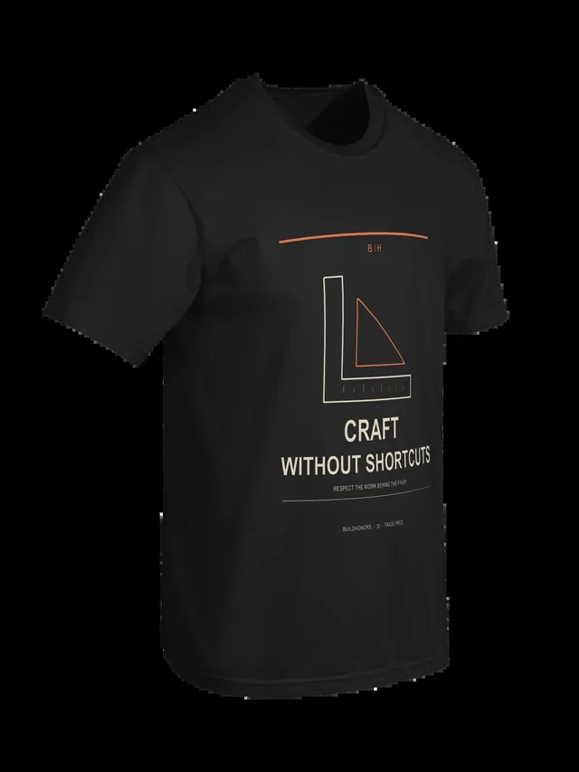 Craft Without Shortcuts — Heavyweight Tee in black, supplier-generated front mockup