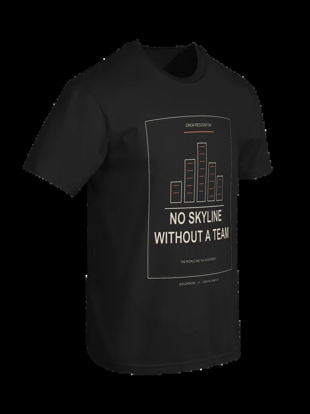 No Skyline Without A Team — Heavyweight Tee in black, supplier-generated front mockup