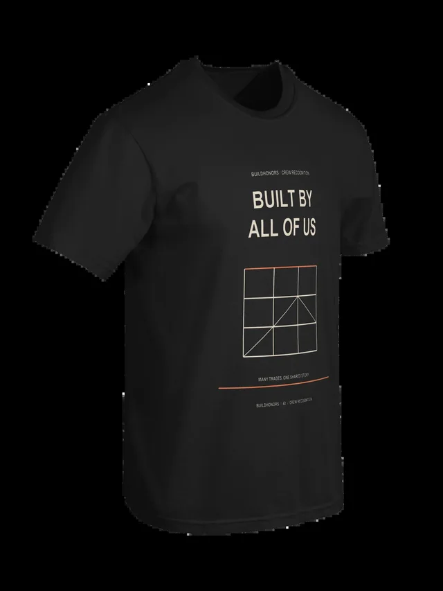 Built By All Of Us — Heavyweight Tee in black, supplier-generated front mockup